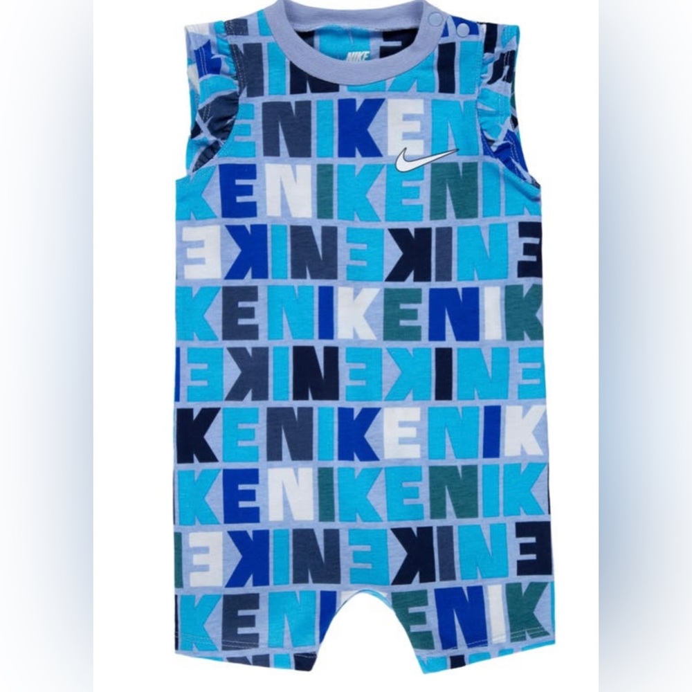 Brand NEW NIKE PRINTED ROMPER BABY ROMPER IN BLUE